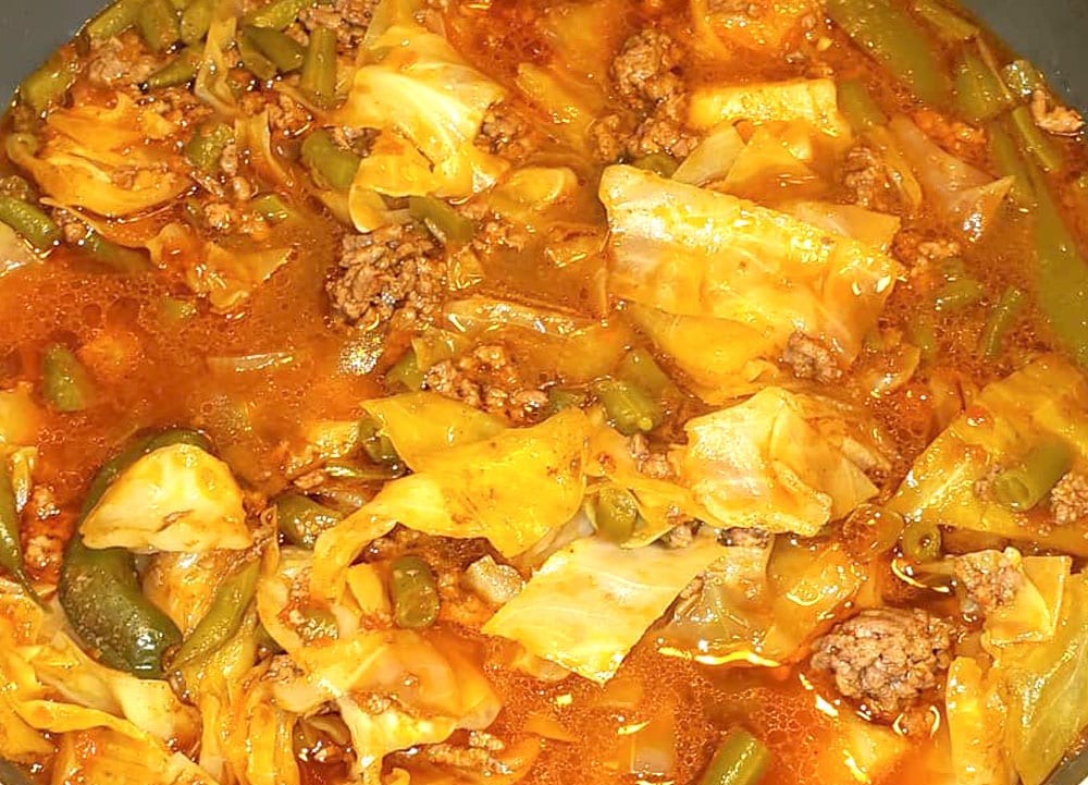Carne con repollo y ejotes - Recetas Mexicanas - Comida Mexicana